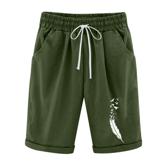Ecqkame Shorts for Women Summer Printed Casual Workout Quick Dry Running Athletic Shorts for Women Army Green B M