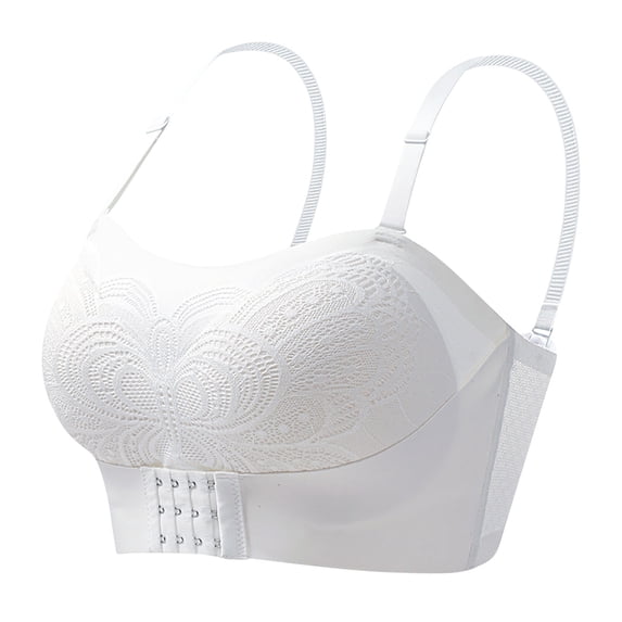 Ecqkame Push Up Bras for Women Solid Color Comfort Wireless Seamless Lightly Stretch Adjustable Spaghetti Straps Bras for Women White XXXXXL on Clearance