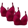 thumbnail image 1 of Ecqkame Push Up Bras for Women 3Pcs Solid Color Adjustable Straps Comfort Seamless Lightly Wireless Everyday Bras Red B XL, 1 of 4