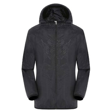 Ecqkame Rain Jacket Women Hooded Windproof Outdoor Sun-Protective Jacket Bicycle Sports Quick Dry Windbreaker Coat Black XXL on Clearance
