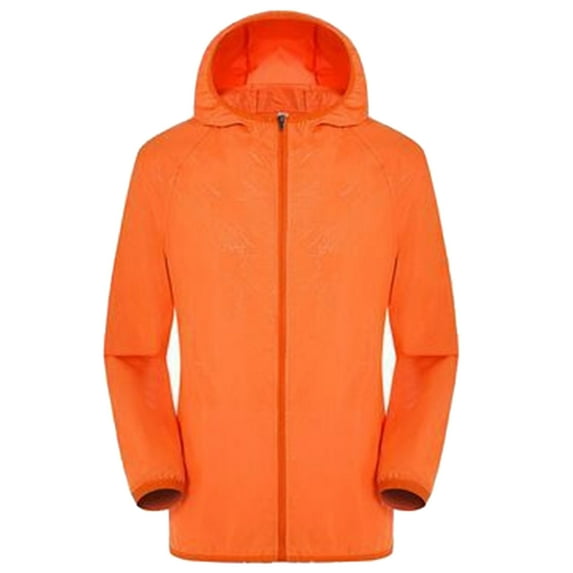 Ecqkame Rain Jacket Women Hooded Windproof Outdoor Sun-Protective Jacket Bicycle Sports Quick Dry Windbreaker Coat Orange XXXL
