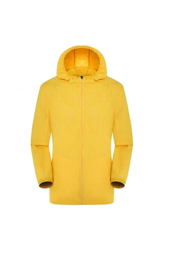Rain Jacket Women Hooded Windproof Outdoor Sun-Protective Jacket Bicycle Sports Quick Dry Windbreaker Coat Yellow S