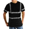 thumbnail image 1 of Ecqkame Reflective Tops for Men High Visibility Safety Short Sleeve Shirts Crew Neck Loose Work T Shirt with Pocket 01-Black M, 1 of 9