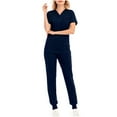 thumbnail image 1 of Ecqkame Scrubs for Women Solid Color Short Sleeve V-Neck Stretchy Comfortable Multiple Pockets Work Sets Womens Sets Navy S, 1 of 3