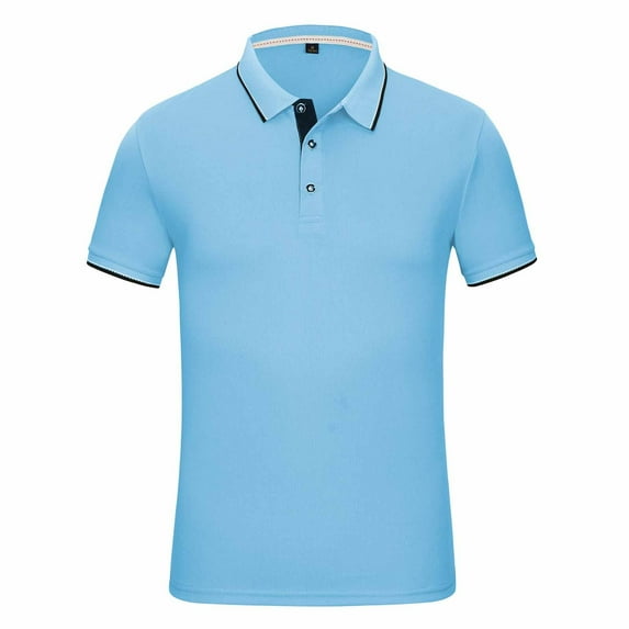 Ecqkame Shirts For Women Casual Breathable Wicking Golf Shirts Turndown Collar Short Sleeve Button Soft Tops Light Blue XL