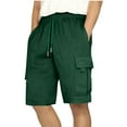 thumbnail image 1 of Ecqkame Shorts Men Solid Color Loose Casual Comfortable Drawstring Elastic Waisted Workout Shorts Men's Shorts Green L on Clearance, 1 of 8