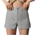 thumbnail image 1 of Ecqkame Shorts for Women Summer Dressy Casual High Waisted Work Shorts Elastic Waist Solid Color Button Shorts with Pockets 01-Gray 01-01-Gray, 1 of 9