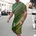 thumbnail image 1 of Ecqkame Summer Men Sets Shorts OutfitsMen Casual Round Neck T-Shirt 3D Print Short Sleeve Blouse And Pants Set Green M, 1 of 5