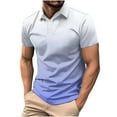 thumbnail image 1 of Ecqkame Summer Men's Turndown Collar Tops Outdoor Breathable Short Sleeve Fashion T-Shirts Casual Gradient Color Button Shirts Sky Blue XXXXL, 1 of 6