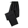 thumbnail image 1 of Ecqkame Summer Mens Ice Silk Pants Casual Loose Elastic Waist Drawstring Pants Straight-Legs Sports Long Pants with Pockets 01-Black M, 1 of 4