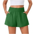 thumbnail image 1 of Ecqkame Summer Women's Athletic Shorts Elastic Waist Drawstring Lounge Shorts Comfy Casual Running Shorts with Pockets 01-Green 01-01-Green, 1 of 7
