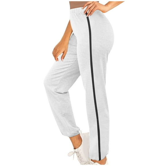 Ecqkame Sweatpants Women Elastic Waist Solid Color Loose Casual Breathable Comfy Outdoor Pants Women's Pants White XL