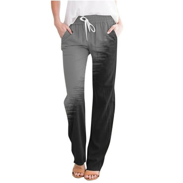 Ecqkame Sweatpants Women Loose Casual Breathable Elastic Waist Solid Color Flowy Drawstring Pants for Women Black XXL on Clearance