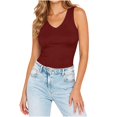 thumbnail image 1 of Ecqkame Tank Tops for Women Casual Solid Color Sleeveless V Neck Shirts Lightweight Breathable Daily Basic Cami Blouse Wine XXL, 1 of 7