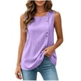 thumbnail image 1 of Ecqkame Tank Tops for Women Solid Color Round Neck Tiered Ruffle Sleeveless Shirts Summer Lightweight Daily Versatile Blouses Purple XXL, 1 of 8