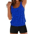 thumbnail image 1 of Ecqkame Tankini Swimsuit for Women Print Two Piece Bathing Suit Crew Neck Conservative Swim Suits with Boy Shorts 01-Blue L, 1 of 5