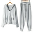 thumbnail image 1 of Ecqkame Tracksuit Sets for Women Clothing Two Piece Fall Jogging Outfits Long Sleeve Hooded Zip Up Sweatshirt Jacket and Wide-Leg Pants Gray XXL on Clearance, 1 of 1
