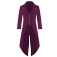 thumbnail image 1 of Ecqkame Trench Coat Men Men's Fashion Coat Windbreaker Gothic Style Jacket Men's Retro Halloween Coat Purple XL, 1 of 6