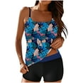 thumbnail image 1 of Ecqkame Two Piece Bathing Suit for Women Fashion Print Loose Tankini Set Lightweight Flowy Slip Swimsuit with Boy Shorts 02-Blue-A XL, 1 of 8