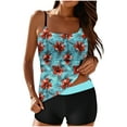 thumbnail image 1 of Ecqkame Two Piece Bathing Suit for Women Fashion Print Loose Tankini Set Lightweight Flowy Slip Swimsuit with Boy Shorts 02-Blue-B XXL, 1 of 8