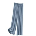 thumbnail image 1 of Ecqkame Wide Leg Pants Woman Loos Casual Solid Color High Waisted Solid Breathable Comfy Flowy Pants for Women Light Blue M on Clearance, 1 of 3