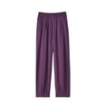 thumbnail image 1 of Ecqkame Wide Leg Pants Woman Loose Casual Printed Comfortable Breathable Elastic Waisted Lightweight Pants Yoga Pants Women Purple L, 1 of 8