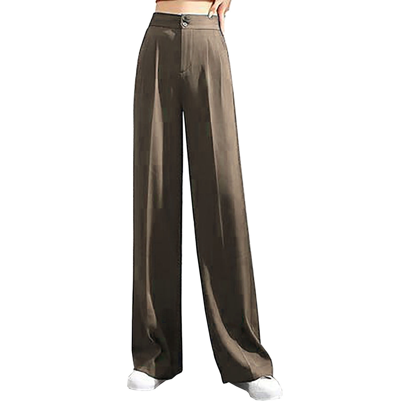 Ecqkame Wide Leg Pants for Women Clearance Women's Fashion Casual FullLength Loose Pants Solid