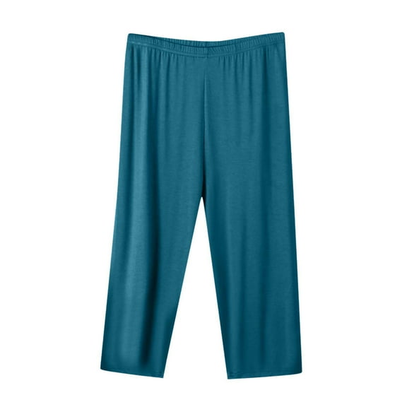 Ecqkame Wide Leg Yoga Pants for Women Casual Loose Solid Color Sweatpants High Waisted Comfy Lounge Pajama Pants with Pockets 04-Blue XXXXXXL