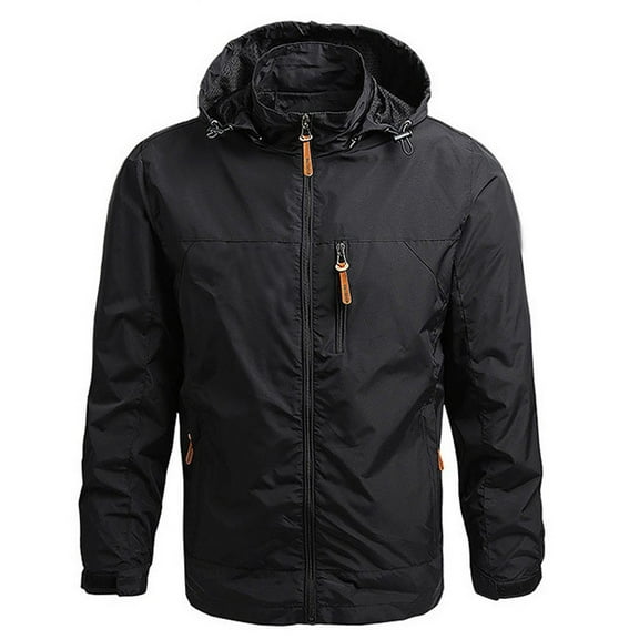 Ecqkame Winter Jackets for Men Casual Detachable Hooded Jacket Jogging Coat Windbreaker Jackets for Men C-Black B XXL