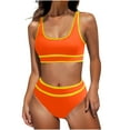 thumbnail image 1 of Ecqkame Womem 2 Piece High Waisted Bikini Set Sexy Tummy Control Sporty Swimsuit 2025 Summer Beach Swim Bathing Suit 01-Orange M, 1 of 5