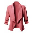 thumbnail image 1 of Ecqkame Women 3/4 Sleeve Blazer Open Front Cardigan Jacket Work Office Blazer Casual Solid Irregular Hem Jacket Coat L, 1 of 5