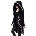 thumbnail image 1 of Ecqkame Women Gothic Fall Jacket Casual Long Sleeve Punk Print Hooded Black Cardigan Jacket Coat Plus Size Outerwear Black 2XL, 1 of 9