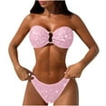 thumbnail image 1 of Ecqkame Women Sequin Bikini Sets Solid Color String Triangle Two Piece Swimsuit Lightweight Beach Vacation Bathing Suit Pink S, 1 of 7