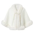 thumbnail image 1 of Ecqkame Women Sherpa Cape Shawl Casual Print Faux Fur Trim Knot Front Shawl Poncho Wrap Fleece Lined Warm Winter Versatile Outerwear White Free Size, 1 of 5