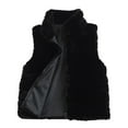 thumbnail image 1 of Ecqkame Women Winter Warm Fuzzy Fleece Vests Coat Jacket Clearance Women's Solid Color Stand Collar Faux Jacket Top Black XL, 1 of 6