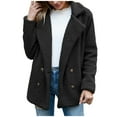 thumbnail image 1 of Ecqkame Women's 2022 Fashion Winter Coat Long Sleeve Lapel Zip Up Faux Shearling Shaggy Oversized Shacket Jacket Black M, 1 of 9