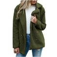 thumbnail image 1 of Ecqkame Women's 2023 Fashion Winter Coat Long Sleeve Lapel Zip Up Faux Shearling Fuzzy Oversized Shacket Jacket Green M, 1 of 9