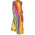 thumbnail image 1 of Ecqkame Women's 2025 Summer Dress Fashion Floral Print V Neck Sleeveless Vacation Maxi Dress Flowy Tank Beach Sundress with Pockets 03-Hot Pink S, 1 of 3
