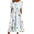 thumbnail image 1 of Ecqkame Women's 2025 Summer Dresses Floral Casual Loose Beach Dress Short Sleeve Crew Neck Flowy Long Dress with Pockets 02-Whit-A XXL, 1 of 5
