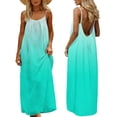 thumbnail image 1 of Ecqkame Women's Backless Slip Dress Spaghetti Strap Gradient Color Printed Maxi Dress Summer Sleeveless Crew Neck Beach Dresses Mint Green L, 1 of 9