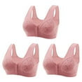thumbnail image 1 of Ecqkame Women's Bra 3Pc High Impact Seamless Wireless Workout Gym Solid Color Bras for Women No Underwire Pink XXXL, 1 of 6