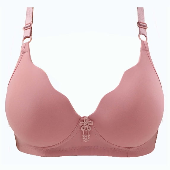 Ecqkame Women's Bras Solid Color Stretchy Lightly Comft Push Up Wireless Seamless Evryday Bras for Women Pink 36/80