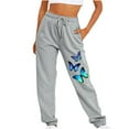 thumbnail image 1 of Ecqkame Women's Casual Baggy Sweatpants Women Fitness Sport Relaxed Loose Printing Elastic Waist Long Pants Gray S, 1 of 7