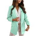 thumbnail image 1 of Ecqkame Women's Casual Long Sleeve Lapel Button Slim Work Office Blazer Jacket Business Open Front Cardigan Outerwear Mint Green 2XL, 1 of 8