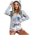 thumbnail image 1 of Ecqkame Women's Christmas Pajamas Printed Hooded Ear Plush Zip Up Long Sleeve Short Romper Warm One Piece Home Sleep Jumpsuit Light Blue S, 1 of 7