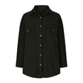thumbnail image 1 of Ecqkame Women's Corduroy Jackets Solid Color Button Loose Coats Long Sleeve Turndown Collar Casual Outerwear with Pockets Black L, 1 of 3