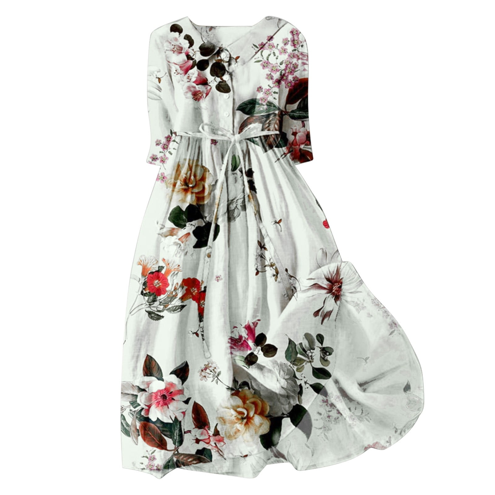 chinese dress ladies Crimson and White Linen Sweetheart Neckline Dress – Thomas and Rye main image 1