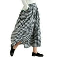 thumbnail image 1 of Ecqkame Women's Cotton Linen Skirt Pants Fashion Plaid Elastic Waist Cropped Pants Loose Trendy Wide Leg Pants Skirt with Pockets Black XL, 1 of 4