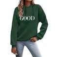 thumbnail image 1 of Ecqkame Women's Cute Printed Hoodies Off Shoulder Sleeves Long Sleeved Hooded Sweatshirts Lightweight Fashion Tops Green L, 1 of 6