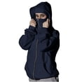 thumbnail image 1 of Ecqkame Women's Double Hooded Sweatshirts Winter Zip Pocket Windproof Jacket Warm Sports Casual Hooded Hoodies Navy XL, 1 of 9